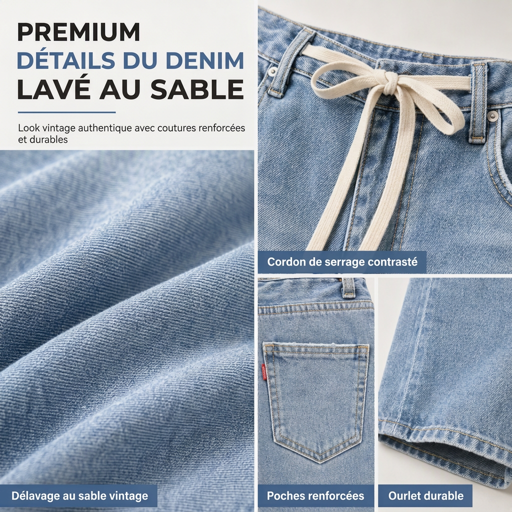 Jeans en denim décontractés coupe large jambe pour femmes