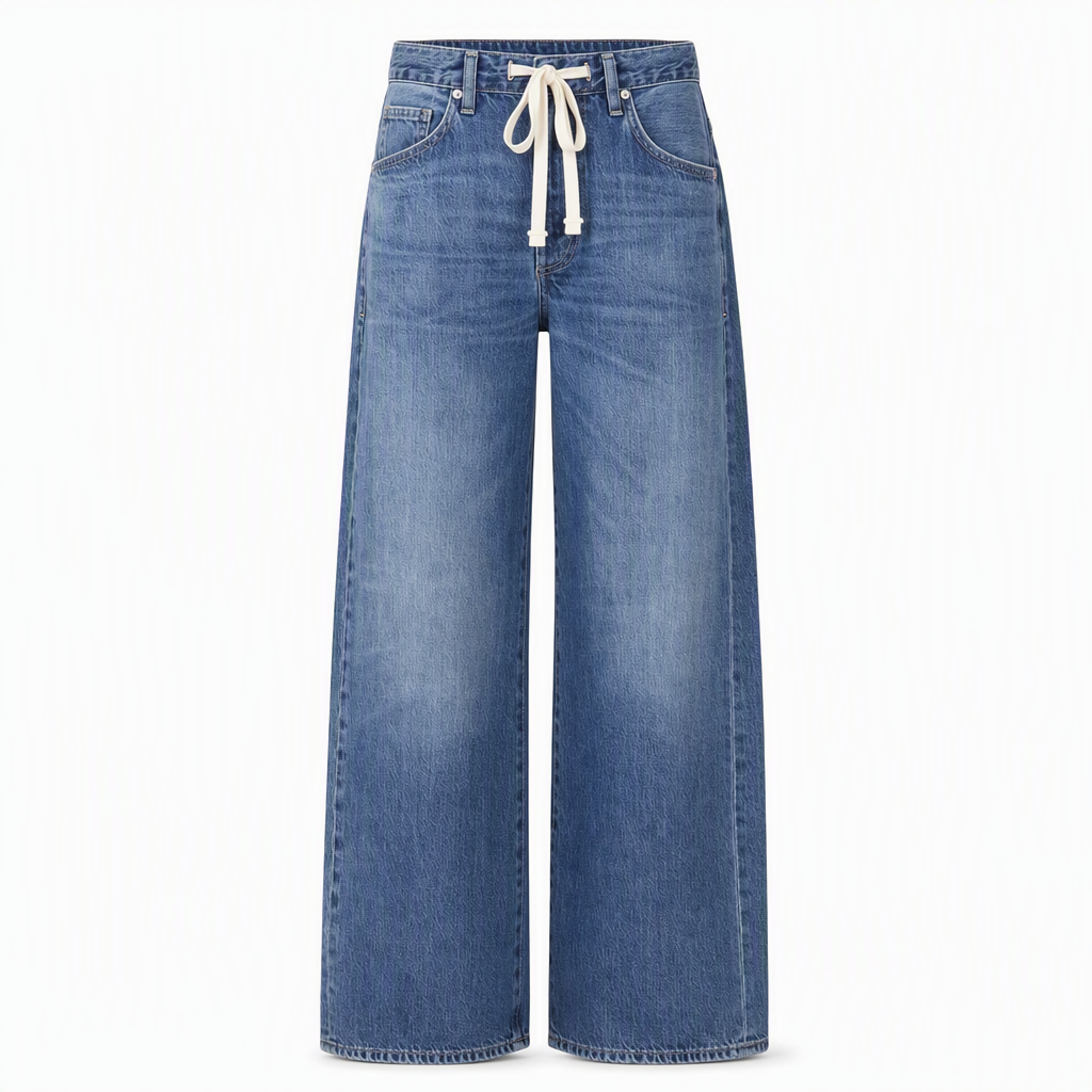 Jeans en denim décontractés coupe large jambe pour femmes