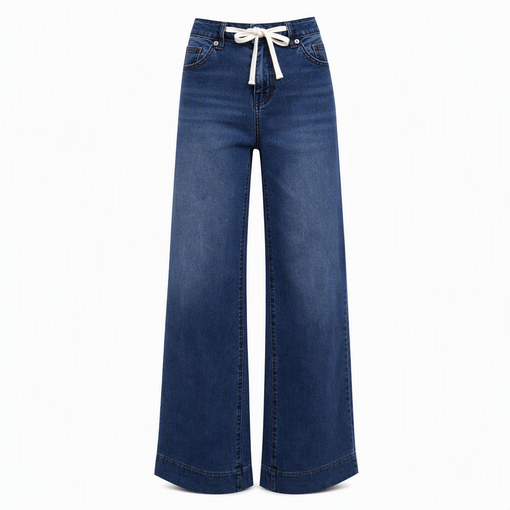 Jeans en denim décontractés coupe large jambe pour femmes