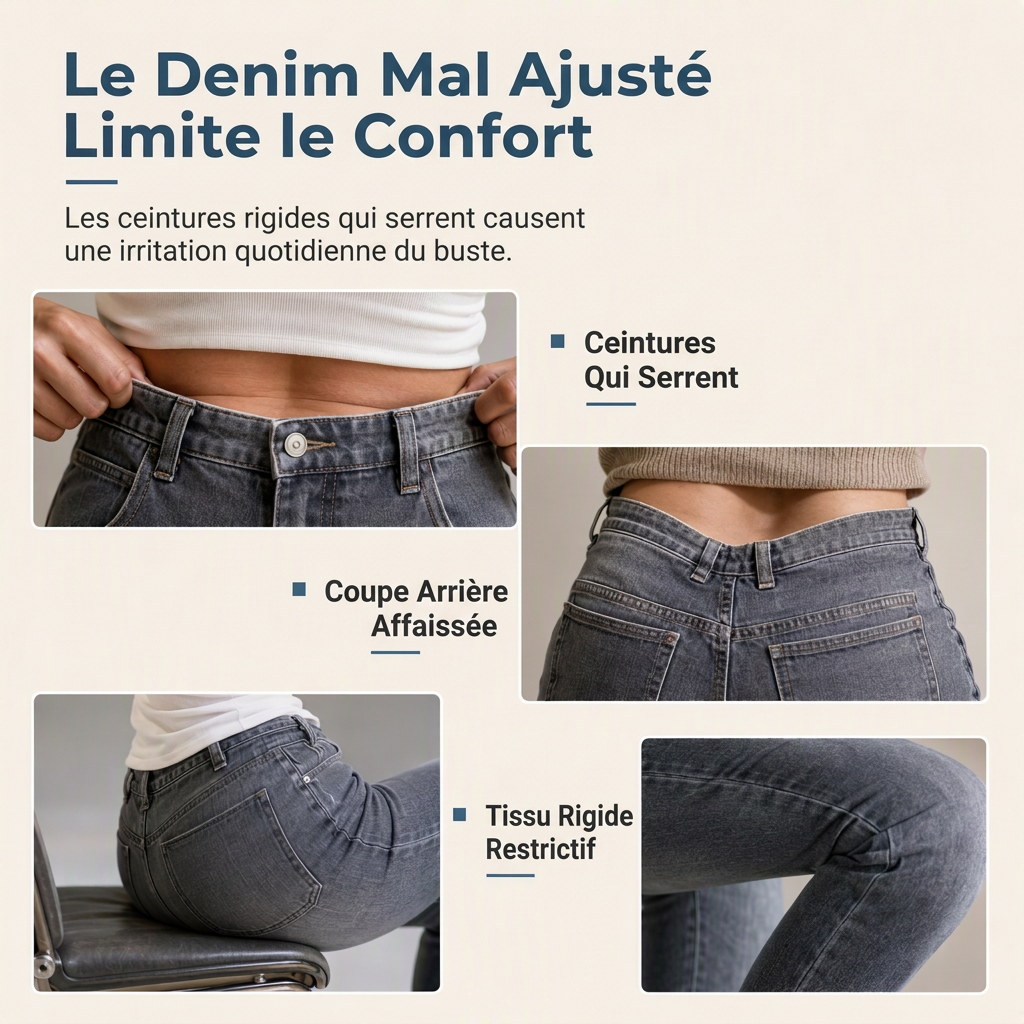 Jean en denim large rétro pour femme