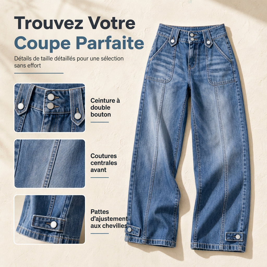 Jean en denim large rétro pour femme