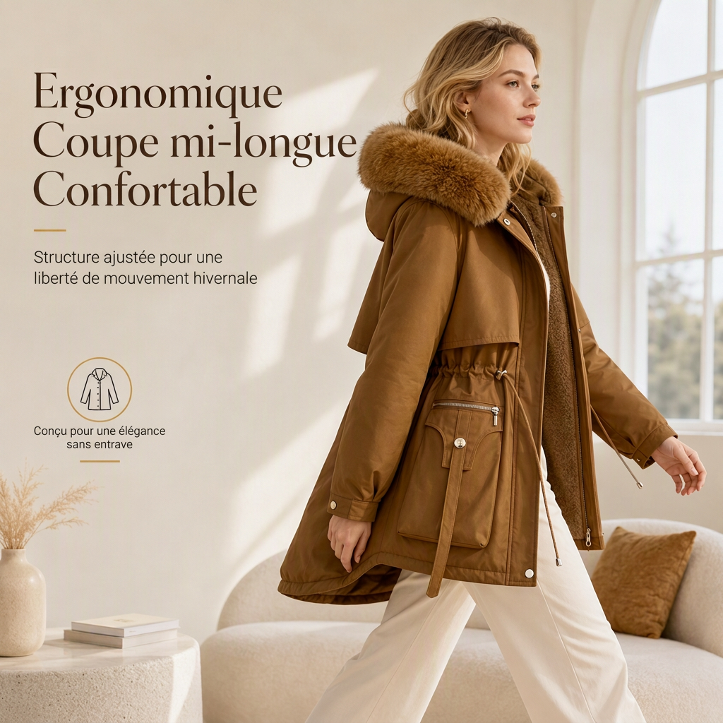 🌸 OFFRE LIMITÉE –50% ! ✨ Parka matelassée femme en fausse fourrure pour l'hiver