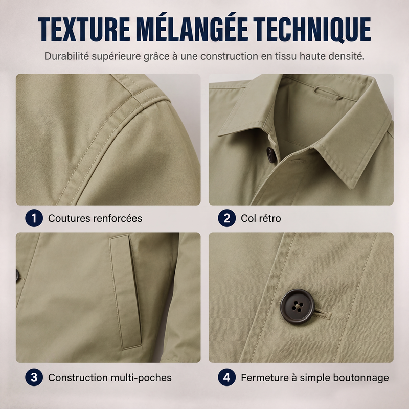 Trench imperméable mi-long pour homme