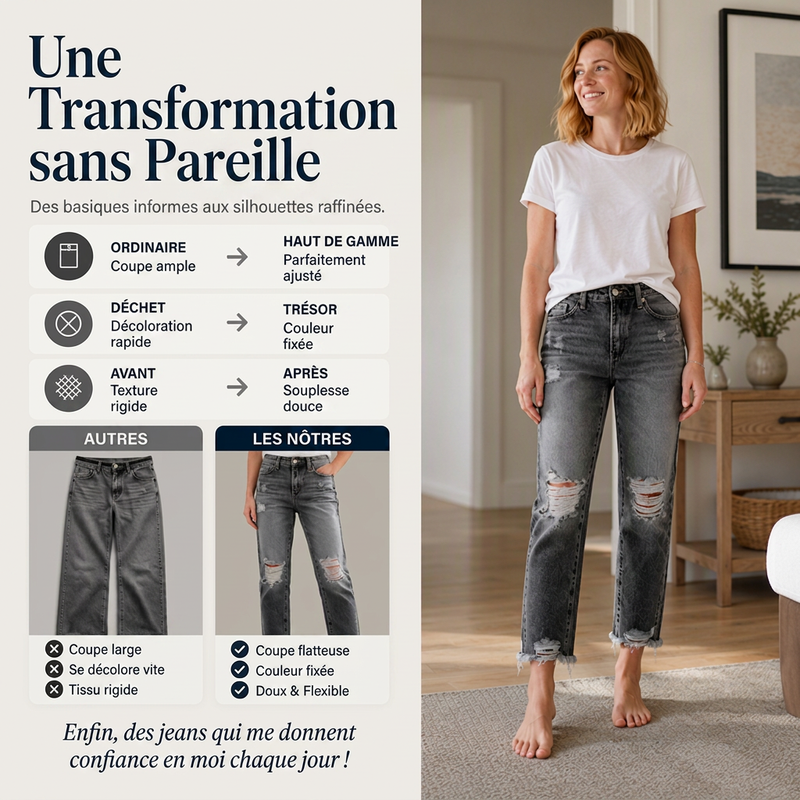 Jean déchiré rétro pour femme