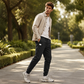 Promotion exceptionnelle : 50 % de réduction  🔥  Pantalon slim décontracté à cordon pour homme