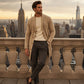 Cardigan mi-long pour homme en maille torsadée