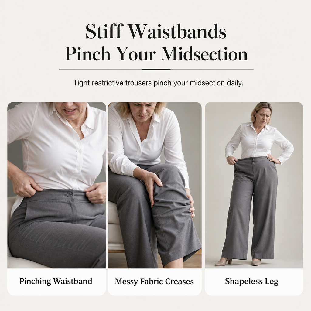 Pantalon décontracté pour femme, taille haute, coupe ajustée et jambes larges, au tombé fluide