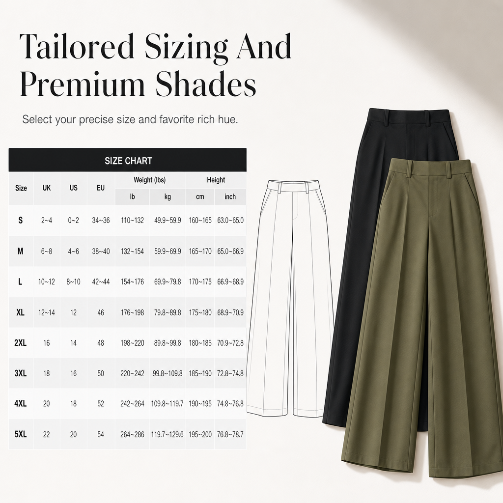 Pantalon décontracté pour femme, taille haute, coupe ajustée et jambes larges, au tombé fluide