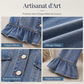 Veste en jean courte pour femme avec ourlet à volants