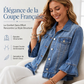 Veste en jean courte pour femme avec ourlet à volants