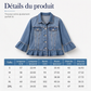 Veste en jean courte pour femme avec ourlet à volants