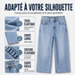 Jean en denim à jambes larges et haute élasticité pour femme