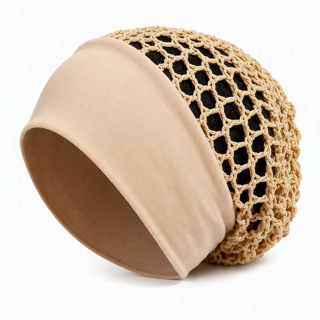 Bonnet à filet pour cheveux en maille élastique et respirant avec bande large, couvre-cheveux ajouré