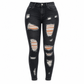 Jean skinny taille haute déchiré pour femme, pantalon en denim stretch délavé