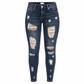 Jean skinny taille haute déchiré pour femme, pantalon en denim stretch délavé
