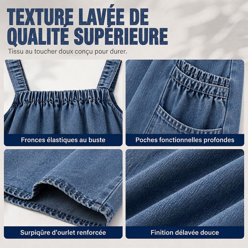 Robe longue oversize en jean décontractée à bretelles pour femme