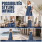 Robe longue oversize en jean décontractée à bretelles pour femme