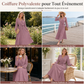 Robe longue élégante pour femme, col V croisé et plissée