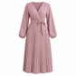 Robe longue élégante pour femme, col V croisé et plissée