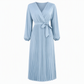 Robe longue élégante pour femme, col V croisé et plissée