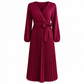 Robe longue élégante pour femme, col V croisé et plissée