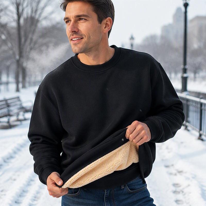 Sweatshirt ras du cou pour homme doublé polaire