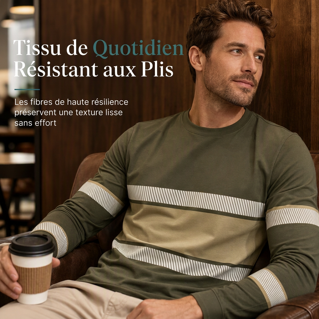 T-shirt décontracté à manches longues pour homme