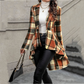 Manteau peplum à carreaux pour femme, coupe asymétrique haut-bas