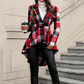 Manteau peplum à carreaux pour femme, coupe asymétrique haut-bas