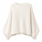 Pull en maille décontracté à col rond, coupe ample, manches longues chauve-souris, couleur unie