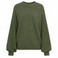Pull en maille décontracté à col rond, coupe ample, manches longues chauve-souris, couleur unie