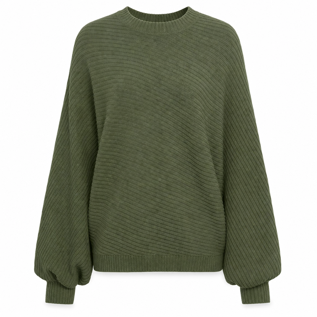 Pull en maille décontracté à col rond, coupe ample, manches longues chauve-souris, couleur unie
