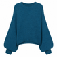 Pull en maille décontracté à col rond, coupe ample, manches longues chauve-souris, couleur unie