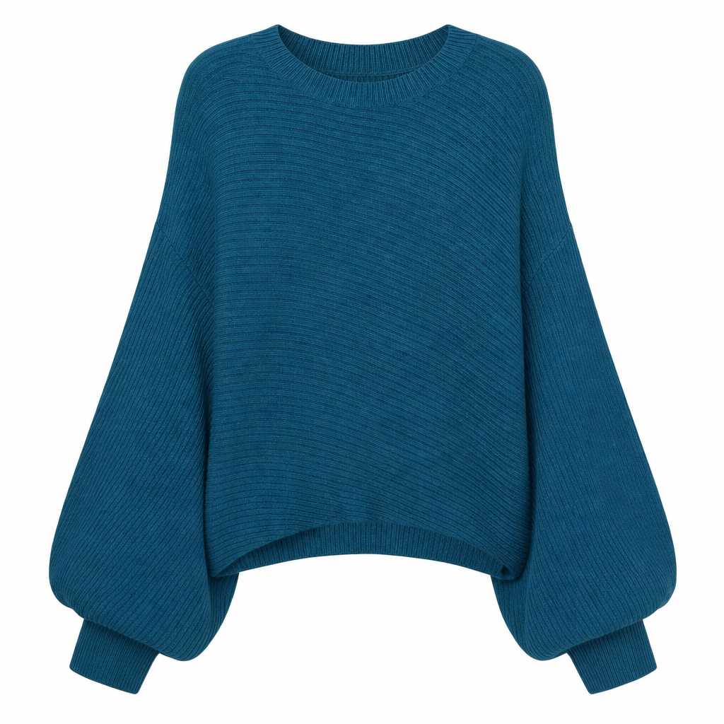 Pull en maille décontracté à col rond, coupe ample, manches longues chauve-souris, couleur unie