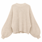Pull en maille décontracté à col rond, coupe ample, manches longues chauve-souris, couleur unie