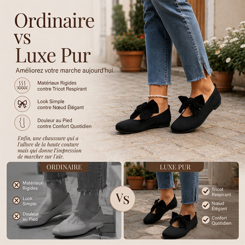 Chaussures plates pour femme en maille à bout carré avec nœud