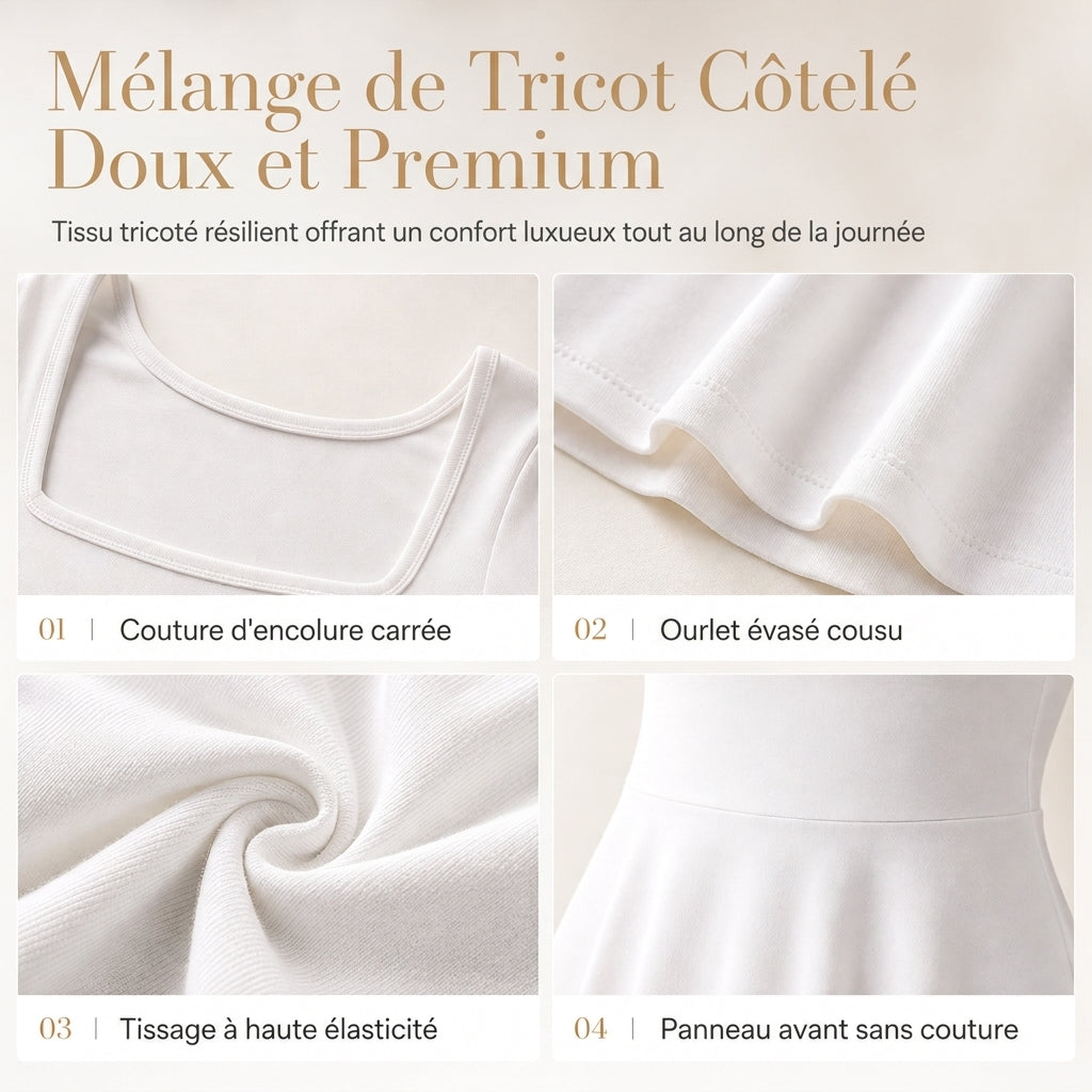 Robe femme A-line à manches longues et col carré