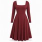 Robe femme A-line à manches longues et col carré