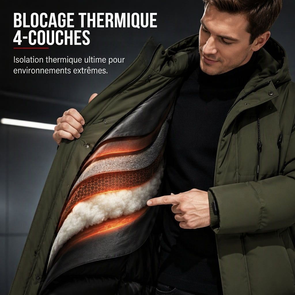 Manteau d'extérieur matelassé mi-long décontracté pour homme, épais et chaud pour l'hiver, disponible en grandes tailles