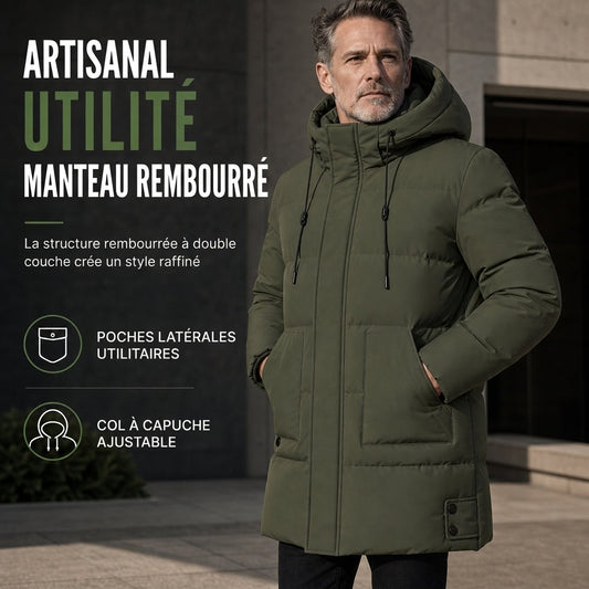 Manteau d'extérieur matelassé mi-long décontracté pour homme, épais et chaud pour l'hiver, disponible en grandes tailles