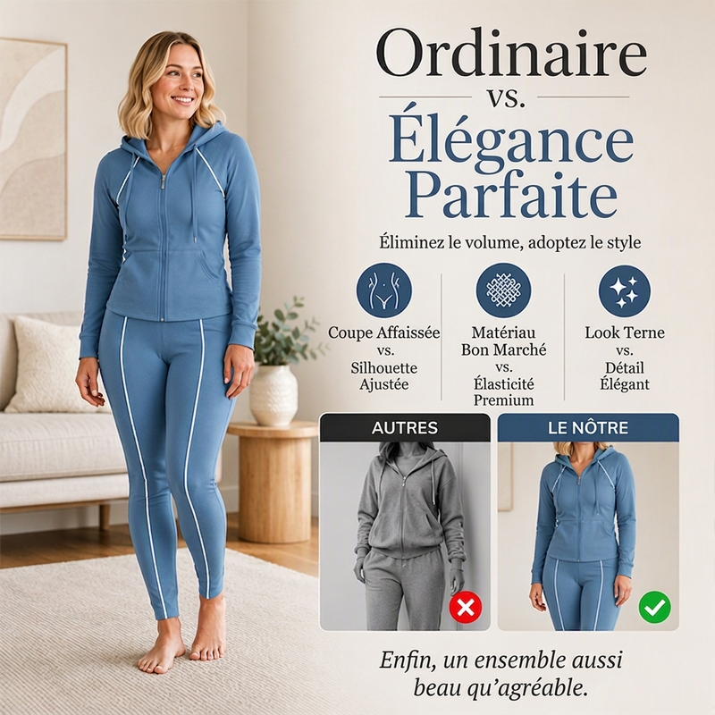 Ensemble de survêtement à capuche zippé et pantalon de sport pour femme