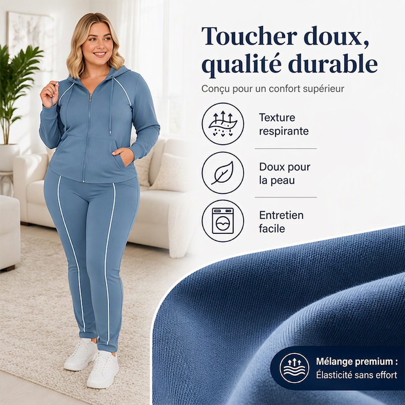 Ensemble de survêtement à capuche zippé et pantalon de sport pour femme