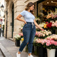 Jean femme à taille élastique avec poches