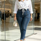 Jean femme à taille élastique avec poches