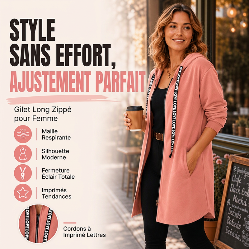 Veste à capuche mi-longue épaisse pour femme