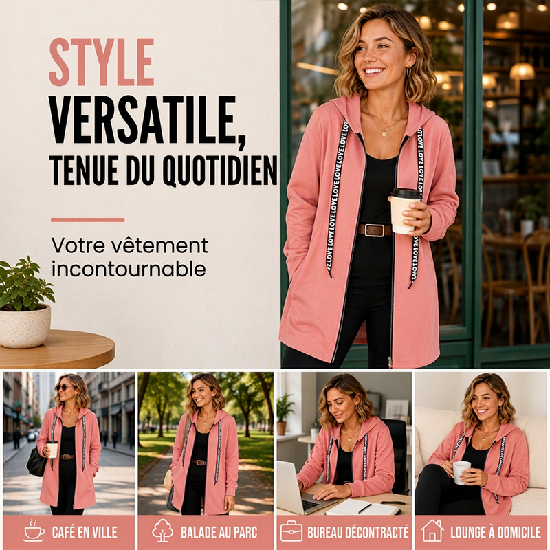 Veste à capuche mi-longue épaisse pour femme
