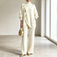 Ensemble élégant pour femme : pull à col roulé et pantalon large