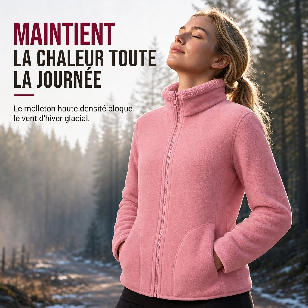 Veste chaude unisexe réversible à col montant et fermeture éclair