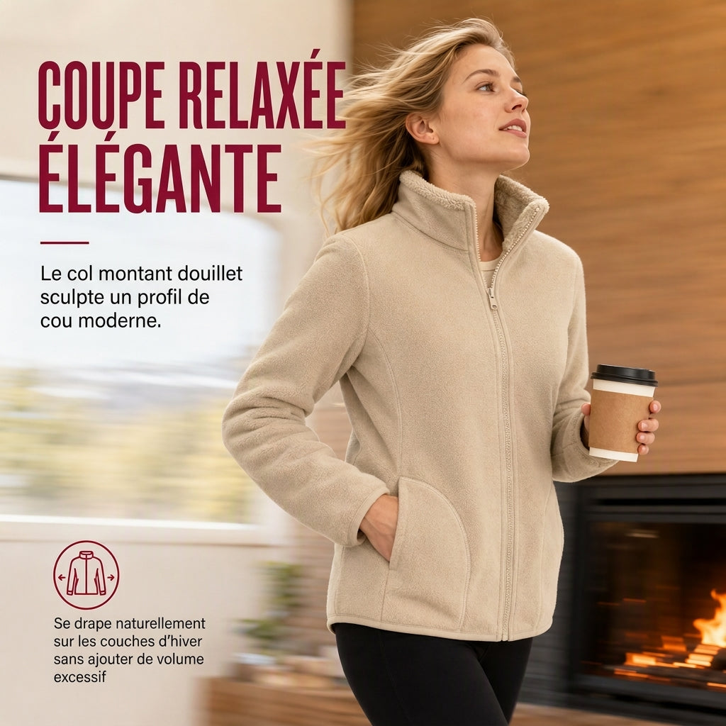 Veste chaude unisexe réversible à col montant et fermeture éclair