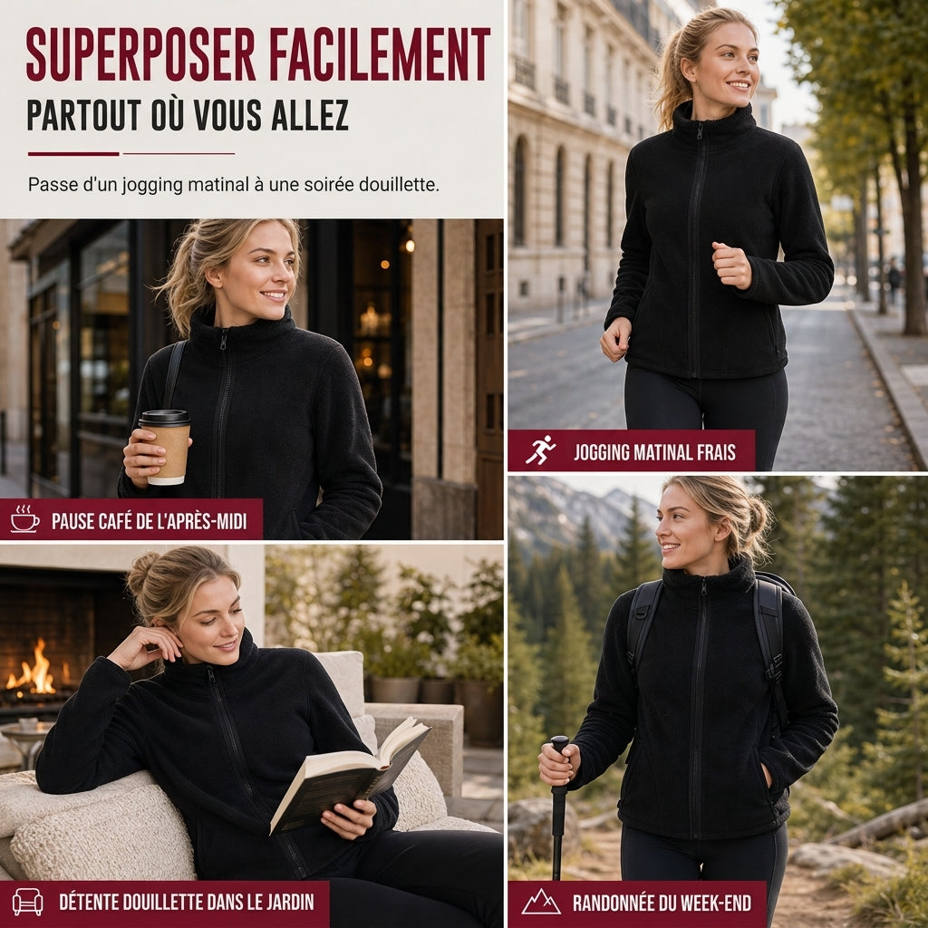 Veste chaude unisexe réversible à col montant et fermeture éclair
